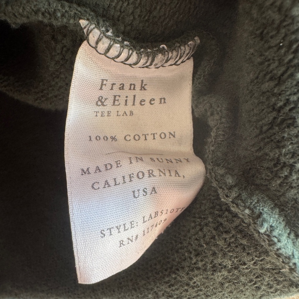 Frank & Eileen Tee Lab Green Raw Hem Sweatshirt Pullover Size Small Made in USA - Picture 5 of 7